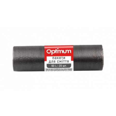 OPTIMUM Пакет для мусора полиэтиленовый, 60&times;70 см, черный, HD, 60 л, 20 шт. (60 шт./ящ) 16118240 фото