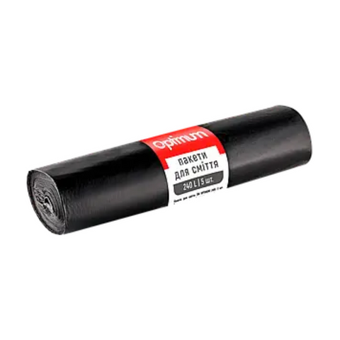 OPTIMUM Пакет для мусора полиэтиленовый, 90&times;125 см, черный, LD, 240 л, 5 шт. (22 шт./ящ) 16120304 фото