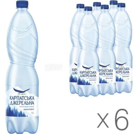 Карпатская Джерельна, 1,5 л, Вода минеральная сильногазированная, ПЭТ/ящик 392723531213 фото