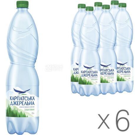 Карпатская Джерельна, 1,5 л, Вода минеральная слабогазированная, ПЭТ/ящик 39272354112 фото