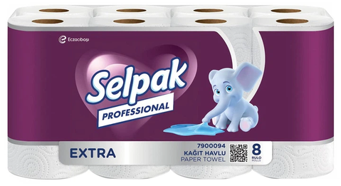 Selpak Professional Premium Бумажное кухонное полотенце, 3-слойное, 8 рулонов (3 уп./ящ) 32761213 фото